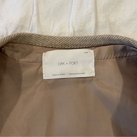 OAK + FORT Women’s Double Faced Belted Coat, Khaki, Size Medium - Picture 3 of 9